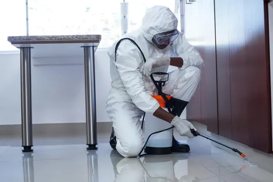 Technician applying interior pest-control treatment for General Pest Control